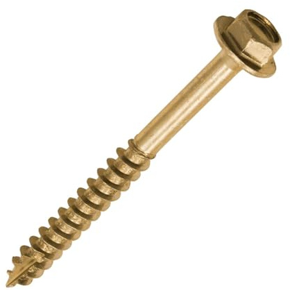 MultiScrew 6.0 x 25mm Advanced Turbo Coach Screws Slash Point Hex Flange Head, Fast Solo Coach Screw Yellow for Wood Timber Sleeper - Pack of 20
