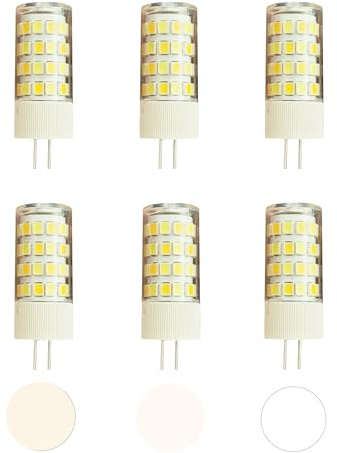 LINCWONZ 5W G4 LED Bulbs，AC 110-240V，3-Way Color Temperature，for G4 Interface Ostrich Feather Lamp，Wall Sconces or Chandeliers，Not Suitable for DC 12V / 24V Power，6-Pack
