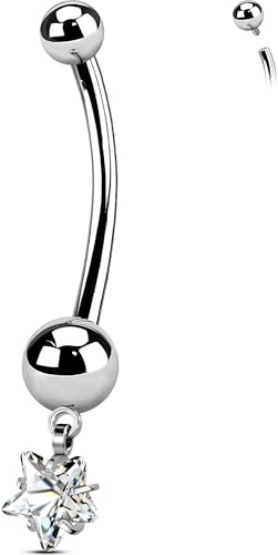 OUFER Body Piercing Corporale Barre per Piercing Ombelico in Titanio Gioielli Piercing Navel 14G Barre per Ombelico Interno 10/12/14/16mm Barra Ombelicale Gioielli Ombelico Anello Stella per Ombelico