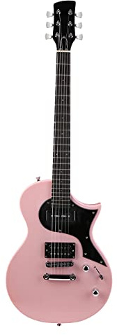Qukaim Guitarra eléctrica de instrumento musical, instrumento musical de madera maciza, cuerpo de álamo, cuello de arce duro, diapasón de madera de laurel, incluye bolsa de concierto y afinador, 39