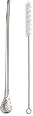 Bombilla Filter Spoon - Paglia di tè in acciaio cucchiaio di paglia in metallo riutilizzabile | Agitatore di bevande multiuso filtro cucchiaio di paglia da bere, cucchiaino da tè alla rinfusa