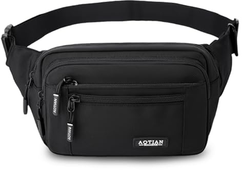 Aucuu Sac Banane Homme Femme, Sac Banane de Randonnée Réglable, Léger et Grande Capacité, Sacs Bananes d'extérieur Multi-Poches Imperméable, pour Voyage, Escalade, Le Cyclisme, 104-158cm, Mis à Niveau