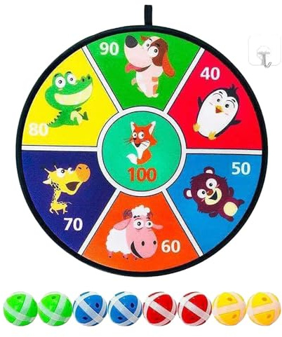 Dartscheibe med Klebekugeln | Klett-Zielspiel ljuskronor | Karnevalsspielzeug för att dricka och dra | Für och Mädchen, Kleinkinder, Kinder AB 3 Jahren, Geburtstagsparty, Garten, familj