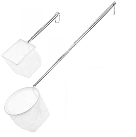 rete da pesca acquario 2 pezzi con manico telescopico 20-48 cm rete tonda 10 cm e rete quadrata 8 cm mini retino per acquario e laghetto pesci e gamberetti pratico e durevole