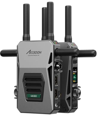 Accsoon Master 4K Lite Système de Transmission vidéo sans Fil, kit émetteur-récepteur, 4K60 HDMI/SDI, portée 1200 Pieds, Latence <35 ms, Double Bande 2,4/5 GHz, H.265, Surveillance Mobile USB-C