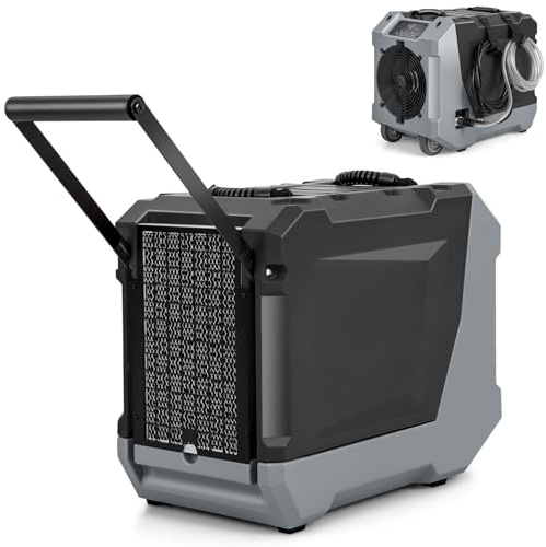 Kommersiell avfuktare 85 l/dag, bärbar industriell luftavfuktare med pump, dräneringsslang, automatisk avfrostning, 24 H timer, hjul och handtag för kryputrymmen och garage