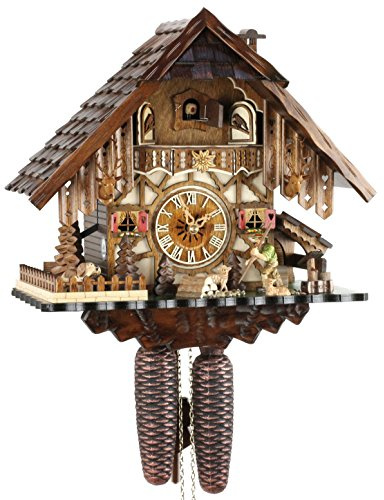 Cuco Reloj Original Negro bosques Cuco Reloj Real Madera mecánica de 8 días Unidad de Nuevo Certificado VDS Eble – Negro Bosque Casa 35 cm de 22293