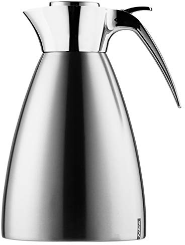 Helios Supreme Edelstahl-Isolierkanne 1,5L – 6h Heiß - Hält Getränke heiß & kalt - Bruchsicher & Spülmaschinenfest - Einfache Einhandbedienung, Matt