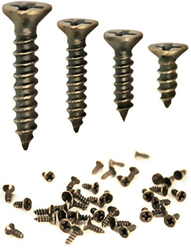 FUXXER® Lot de 100 vis à bois d’aspect vieilli – Aspect laiton ou bronze vieilli – Vis à tête fraisée et empreinte cruciforme – Vis auto-taraudeuses – 2 x 6 mm/8 mm/10 mm et 3 x 12 mm/14 mm