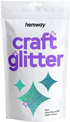 Hemway Craft Glitter Turquoise Blue Holographic 100g Ultrafine Glitter | for Crafts, Resin, Cosmetic, Nail, Face, Body, Festival, Tumblers, Art, Candle, Crafting