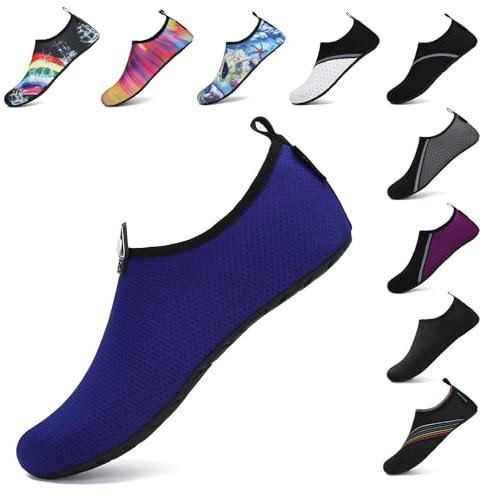 SAGUARO Homme Chaussures de Plage Femme Chaussures d'eau Unisexe Chaussures Aquatiques Séchage Rapide Respirant pour Extérieur Sport Bleu 42/43 EU