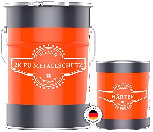 BEKATEQ LS-720 2K PU metallskyddslack i 2,5 kg RAL3000 brandröd, glänsande inuti utomhus – rostskyddsfärg, metalllack, metallfärg för metall, stål, zink, aluminium