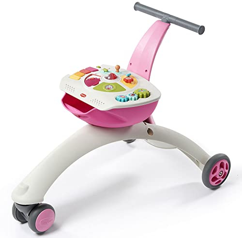 Tiny Love 5-i-1 Here I Grow, Gåvagn och Sparkcykel för Bebis, Balanscykel med Säkerhetsbroms, Skjutleksak, 6 Månader-3 År, Meadow Days, Pink