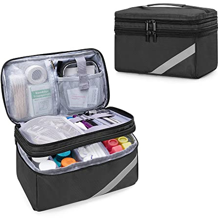 Trunab Small Medical Bag Empty, Medicine Travel Storage Bag for Emergency Medical Kits, Black (Empty Bag), Patented Design