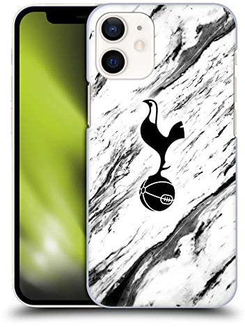 Head Case Designs Officially Licensed Tottenham Hotspur F.C. Black And White Marble Badge Hard Back Case Compatible With Apple iPhone 12 Mini