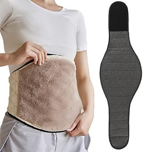 Nierenwärmer Winter Rückenwärmer Kunstfell Gefüttert Taillenwärmer Bauch Taille Rücken Unterstützung Ruckenstütze Wärmegürtel mit Klettverschluss Bauchwärmer Warm Rückenbandage Damen Herren Dunkelgrau