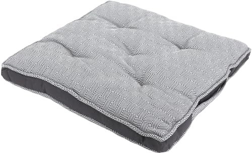 Alphadeco Sitzkissen Raute Webmuster aus 100% Baumwolle (170g/m2) - Stuhlkissen mit Tragegriff - 45x45x3cm - Grau