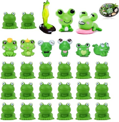TICKLELY 29pcs Mini Figuras De Rana De Resina, 10 Estilos De Decoración Mini Ranas, 2 * 1.6cm