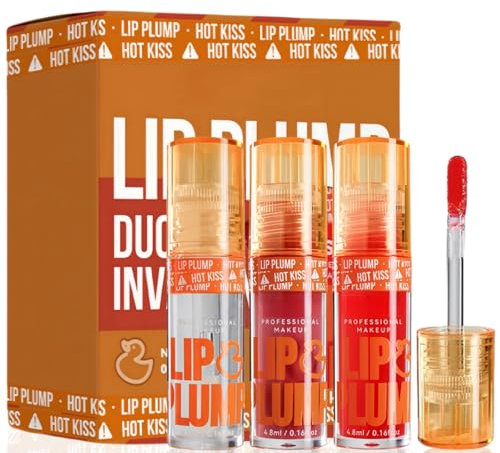 ChengJin 3PCS Duck Lip Plumping Lip Gloss Set, High Pigmentation Shine Finish, Lip Plumper Gloss, Make/up Lip Plumping Gloss, Intense Colour and High Pigmentation