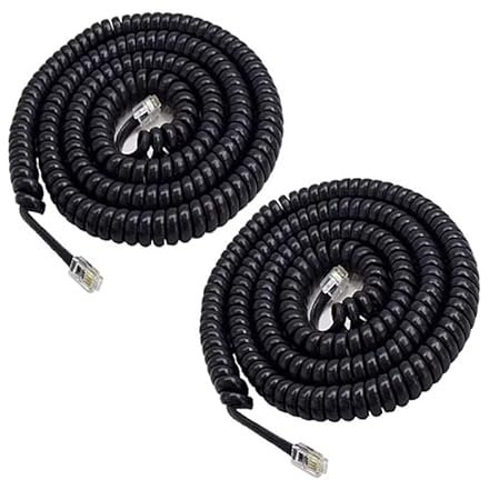 ERHUO Lot de 2 câbles de 7 m pour combiné téléphonique, 4P4C, longueur spiralée de 0,45 à 4 m, câble RJ9 non enroulé pour téléphone fixe