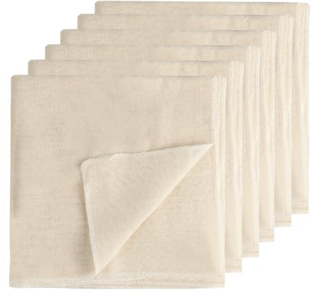 VARHHUXHA 6 Pcs Cheese Cloths for Straining, Muslin Cloths for Cooking, Washable Unbleached Cotton Cheesecloth for Straining Cloth for Filtering Juice Cheese Butter Tea Coffee(50 x 50 cm)