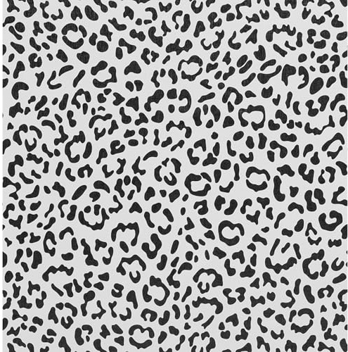 FENTIS Leopard Print Self Adhesive Wallpaper Peel and Stick Wallpaper Vinyl Wrap Wall Sticker Rolls for Kitchen Cupboards Bedroom Washable, Black 44.5x300cm