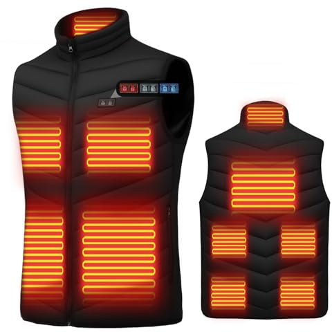 Heated Gilet for Men Women, Heated Vest with 17 Heating Zones, Electric Heated Body Warmer for Motorcycle Fishing Walking and Outdoor Work for Christmas and Thanksgiving (Battery Not Included)