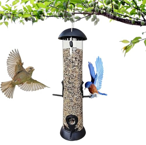 Qkbuza Mangeoire pour Oiseaux d'Extérieur,Distributeur de Transparent 4 Trous à Colibris - Bol à Nourriture pour Oiseaux de Jardin - pour Véranda Terrasse Jardin Extérieur Cour Balcon Appartement