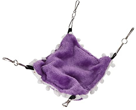 Omquot Hamaca de peluche doble capa para mascotas sensación de mano suave para hamaca calefactora para planeador de hámster, morado