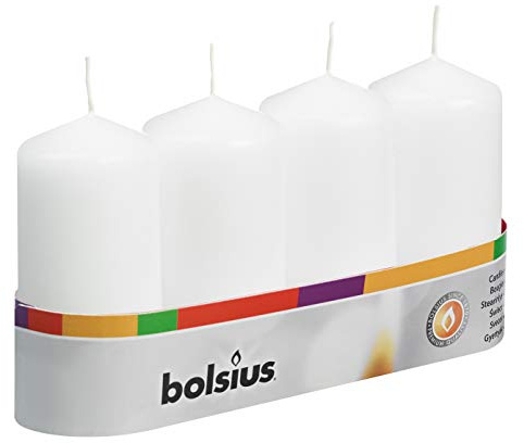 Bolsius pillar Candles Regular, white, pack of 4