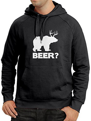 lepni.me Sweatshirt à Capuche Manches Longues l'ours Amoureux de la Bière Conception Parodique Humoristique (L Noir Blanc)