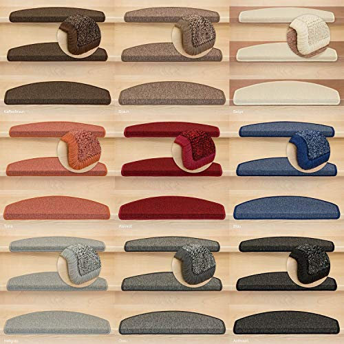 Kettelservice-Metzker Stufenmatten Treppen-Teppich Ariston | Halbrund 65x24cm Trittfläche, Anthrazit 10 Stück