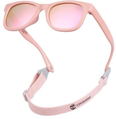 COCOSAND Baby-Sonnenbrille mit Band, polarisiert, flexibles Gestell für Kleinkinder, Säuglinge, neugeborene Mädchen und Jungen im Alter von 0-24 Monaten