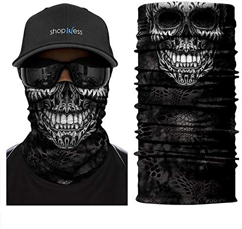 ShopINess Multifunktionell motorcykel halskedja - sporthalsrem för herr och dam, halsduk bandana dödskalle mask för motorcykel, skidåkning, vandring, halloween, tatuering, 50 x 25 cm