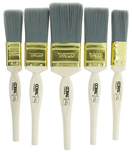Coral 31478 Precision Paint Brushes with Platinum Easy Clean Filaments 5 piece pack set