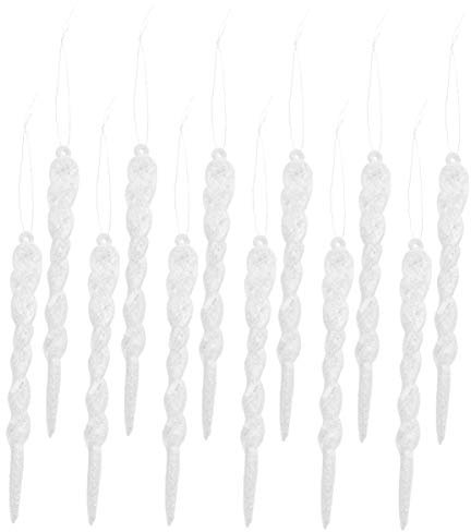 PRETYZOOM Pack of 12 Christmas Icicle Ornaments Plastic Hanging Icicles Christmas Decoration Tree Decoration Tree Pendant Party Decoration Ornament White