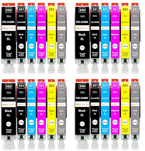 Amaprint 24 XL patroner kompatibla med Canon PGI 550 CLI 551 för IP8700 IP8750 MG6300 MG6350 MG7100 MG7150 MG7500 MG7550