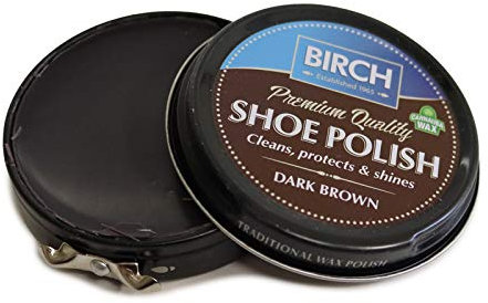 Charles Birch Premium Quality Shoe Polish 50ml, High Pigment, Cleans Protects Shines inc Carnauba Wax, Lever Open Tin (Dark Brown)