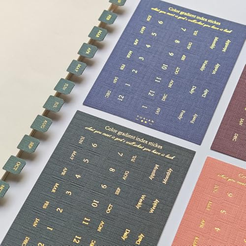 10 hojas de índice adhesivo mensual, pestañas coloridas, separadores mensuales para organización de planificadores de estudio de oficina (caballero)