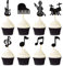Unimall Global 24 Stück Glitzer Musik Cupcake Topper Musikinstrument Cupcake Topper Gitarre Klavier Violine Schlagzeug Kuchen Dekor Picks für Geburtstagsfeier Baby Shower Hochzeit Dekoration Zubehör