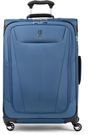 Travelpro Maxlite 5 Softside Expandable Luggage with 4 Spinner Wheels, Lightweight Suitcase, Men and Women, Ensign Blue, Checked-Medium 25-Inch