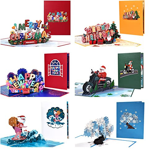 Magic Ants 3D Pop-Up Weihnachtskarte mit Weihnachtsmann, 6 Stück