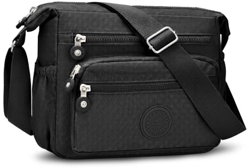 ONEKERUN Bolso Bandolera Mujer, Casual Bolsa Mujer Impermeable de Nailon Mensajero Ligero con Múltiples Bolsillos para Escuela Viaje Trabaja Uso Diario