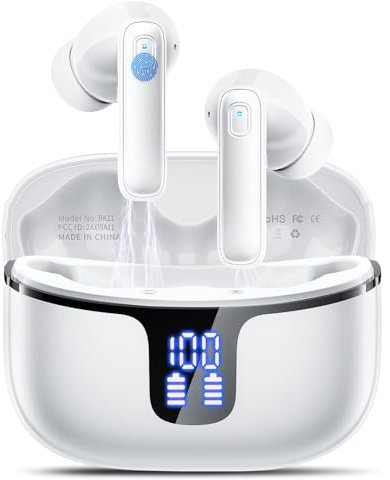 Wireless Earbuds, Wireless Headphones Bluetooth 5.3 with 4 ENC Noise Cancelling Mic, 40Hrs Bluetooth Earphones, 14.2mm Drivers In Ear Earbuds, 2024 Deep Bass Stereo Ear Buds IP7 Waterproof/LED Display