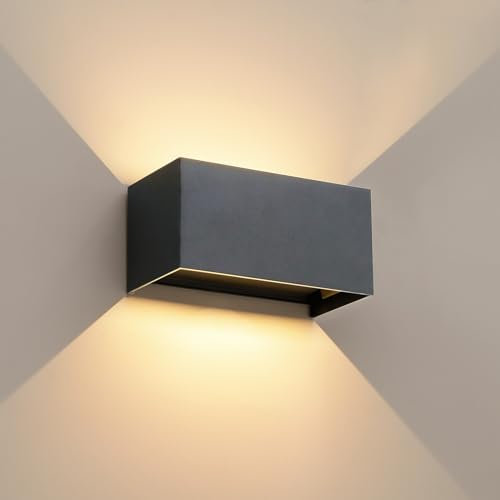 LMP LED Aussenlampe Außenlampe Wand, Up Down Wandleuchte Wandlampe innen aussen, IP65 Außenleuchte Außenwandleuchte Aussenleuchte Aussenbeleuchtung Ausenbeleutung Hauswand Terrasse Haustür, Grau