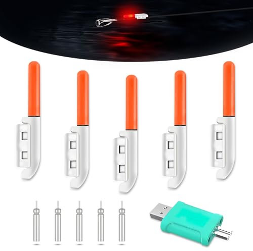 TobeBright LED Nachtlicht Knicklicht Angeln, Knicklicht Angelzubehör, Wasserdicht Licht Sticks mit Schnalle für Nachtangeln, Abendangeln, Morgenangeln, Draußen und Camping, Rot, 5er-Pack