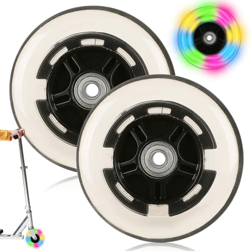 2 ruedas para scooters, ruedas de repuesto luminosas de 100 mm, con rod. de bolas, poliuretano, compatibles con patinetes de acrobacias y kickscooters