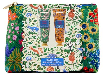 Heathcote & Ivory Merry and Wild | Velvety Soft Handbag Essentials With Scented Hand Cream & Hand Wash x2 30ml | Travel Pouch & Vegan Friendly | Gift For Women | Christmas Beauty Gift Set