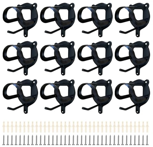 Horse Bridle Rack 12 Pack - Heavy Duty Metal Bridle Hooks with Screws & Tubes | Matte Black Rust Resistant Tack Storage Hanger | Wall Mount for Tack Room, Barn, Stable Organization​