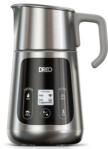 Dreo BaristaMaker Elektrischer Milchaufschäumer All-in-1, 800 ml – Elektrische Heiß-/Kaltschaum-Maschine für Kaffee, Latte Art, automatischer Milchaufschäumer, Milch-/Kräutermilchaufschäumer, geeignet